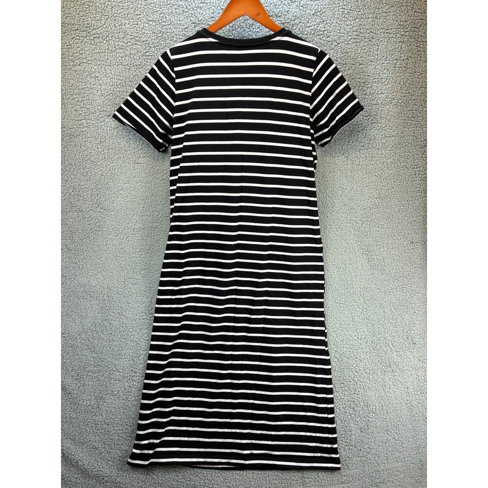 Uniqlo AIRism T-Shirt Dress Striped Womens XL Black White Midi Short Sleeve - Picture 11 of 12